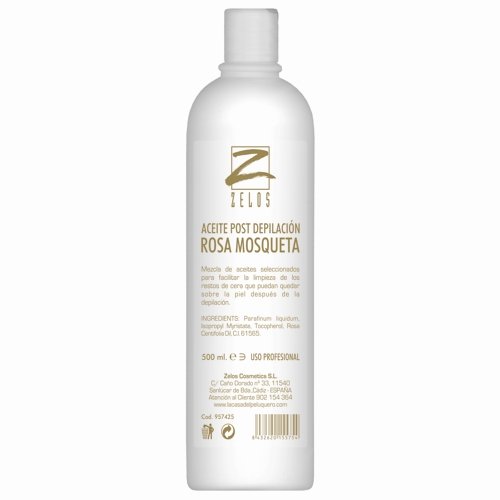 Aceite Post Depilación Rosa Mosqueta Oil - 500ml - Hidratante - Limpieza Restos de Cera – Para Hombre y Mujer - Efecto Calmante - Zelos