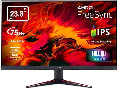 Acer Nitro VG240Y bmiix 23.8" Full HD (1920 x 1080) IPS Monitor con tecnología AMD Radeon FREESYNC - 1ms VRB | 75Hz Refresh | (2 x puertos HDMI y 1 x VGA), negro