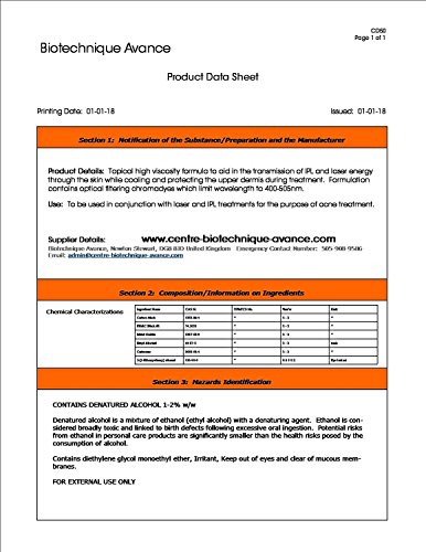 Acné Formula 400-505nm Gel de Enfriamiento y Acoplamiento para Máquinas de Depilación Permanente Láser e IPL, Sistemas, Dispositivos