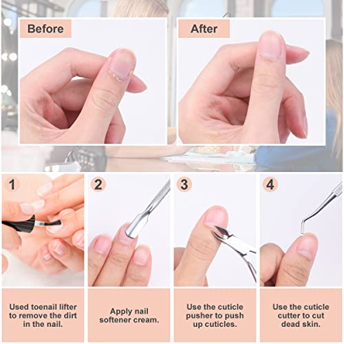 ACWOO Corta Cuticulas Profesional, 4PCS Alicate para Cutículas y Herramienta de Cortador de Cutículas, Pinza Cutícula de Acero Inoxidable, Cutícula Removedor para Las Uñas de Dedos de Manos y Pies