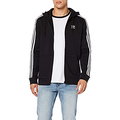 adidas 3-Stripes FZ Sudadera, Hombre, Black, M