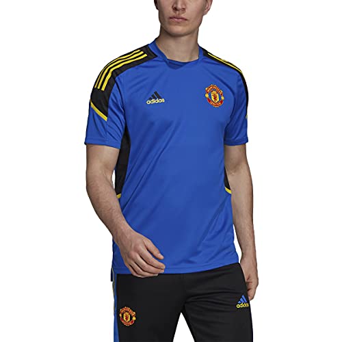 adidas Camiseta de entrenamiento Manchester United 2021/2022 para hombre, Azul Glory, X-Large