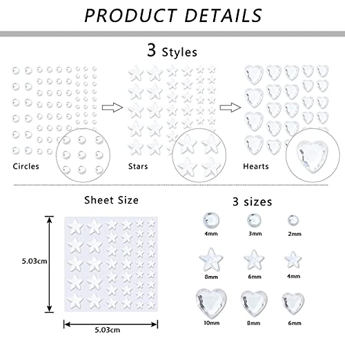 Adramata 150Pcs Pegatinas Diamantes Imitación para Mujer Gemas Ojos Cuerpo Rostro Cristal Falsas Nariz Anillo Engomadas Diamantes Imitación Autoadhesivos Bindi Dots Accesorio Festival Rave con Pinzas