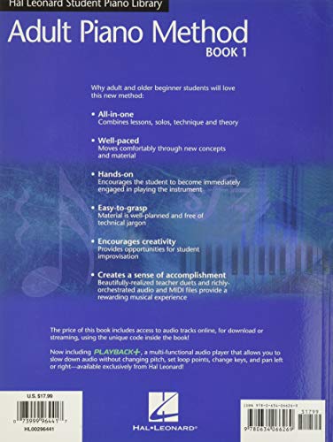 Adult piano method book 1 piano +enregistrements online: Us Version (Student Piano Library)