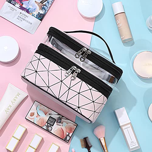 AIBAOBAO Neceser de Viaje para Maquillaje, Bolsa de Maquillaje de Viaje Portátil Neceser con Cremallera, Impermeable Doble Capa Estuche Organizador de Artículos de Tocador para Mujer y Niñas