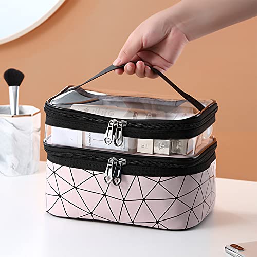 AIBAOBAO Neceser de Viaje para Maquillaje, Bolsa de Maquillaje de Viaje Portátil Neceser con Cremallera, Impermeable Doble Capa Estuche Organizador de Artículos de Tocador para Mujer y Niñas