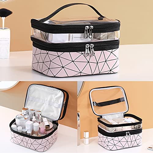 AIBAOBAO Neceser de Viaje para Maquillaje, Bolsa de Maquillaje de Viaje Portátil Neceser con Cremallera, Impermeable Doble Capa Estuche Organizador de Artículos de Tocador para Mujer y Niñas