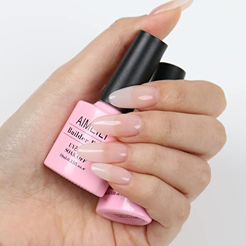 AIMEILI 2 en 1 Base Coat y Builder Gel Nail Extensión Esmaltes Semipermanentes de Uñas Gel Construcción Uñas Consejos Para Uñas Rápida Molde Finger UV LED Building Base Set 6 X 10ml - Set 36