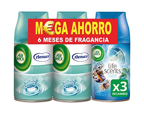 Air Wick Freshmatic Ambientador de Recambio Olor Nenuco y Oasis Turquesa - Pack de 3 x 250 ml - Total 750 ml