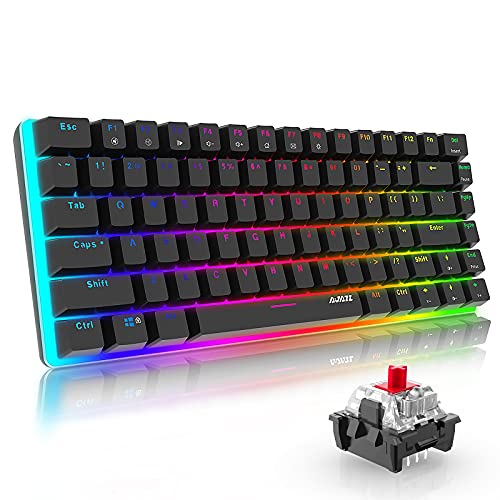 AJAZZ AK33 Teclado mecánico Gaming RGB roja Switch 82 Teclas 100% Anti-Ghosting 19 Modos de iluminación RGB para PC/Mac con Windows.