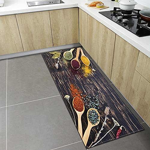 Alfombra de Cocina de Especias, Alfombrilla para Puerta del hogar, Dormitorio, Sala de Estar, Alfombra Larga, Pasillo, balcón, Alfombrilla Antideslizante n. ° 10, 40X60cm