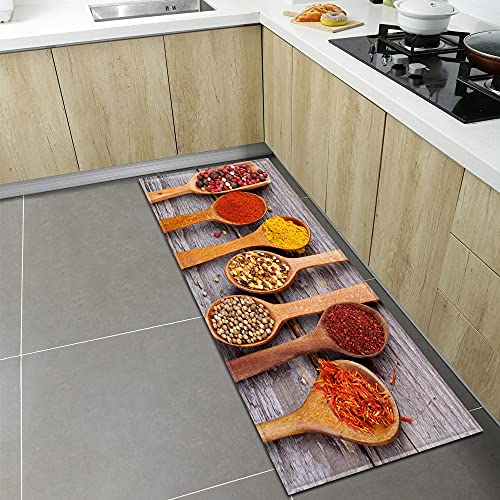 Alfombra de Cocina de Especias, Alfombrilla para Puerta del hogar, Dormitorio, Sala de Estar, Alfombra Larga, Pasillo, balcón, Alfombrilla Antideslizante n. ° 10, 40X60cm