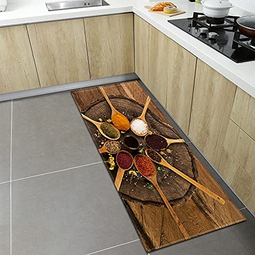 Alfombra de Cocina de Especias, Alfombrilla para Puerta del hogar, Dormitorio, Sala de Estar, Alfombra Larga, Pasillo, balcón, Alfombrilla Antideslizante n. ° 10, 40X60cm