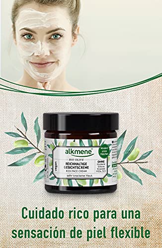 alkmene crema facial hidratante con oliva orgánica - Crema de la cara especial para pieles secas - sin siliconas, parabenos ni PEGs, SLS y SLES - (1x 50 ml)