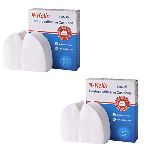 Almohadillas adhesivas para dentaduras superiores Y-Kelin, almohadillas superiores 30 (2 Paquetes)