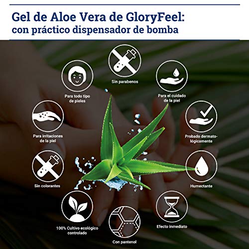 Aloe Vera Puro 500ml - Cultivo controlado 100% ecológico - Hidratante natural - Loción calmante y refrescante para despues del sol - Probado dermatologicamente - Para todo tipo de piel