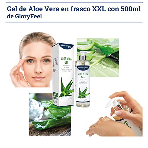 Aloe Vera Puro 500ml - Cultivo controlado 100% ecológico - Hidratante natural - Loción calmante y refrescante para despues del sol - Probado dermatologicamente - Para todo tipo de piel