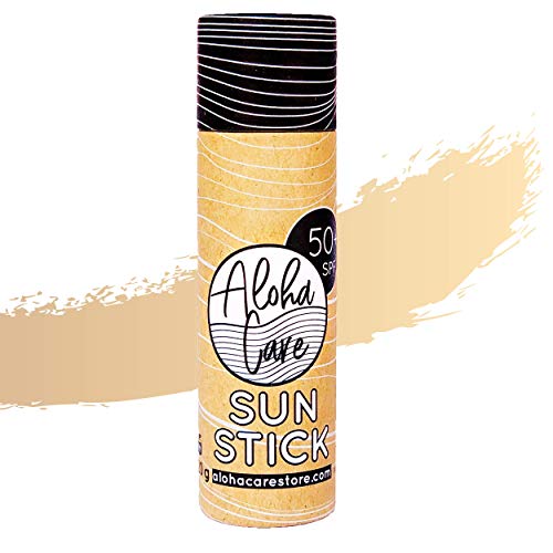 Aloha Sun Stick SPF 50+ | Protector solar mineral teñido para el surf | Tubo de papel ecológico (beige)