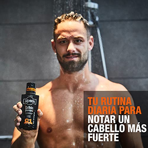 Alpecin Black Champú para Hombres con Nueva Fragancia 2x 250 ml | Champú para el Crecimiento del Cabello | Champú para un Cabello Natural y Fuerte | Cuidado del Cabello