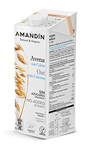 AMANDIN Bebida De Con Calcio - Paquete De 6 X 1000 Ml - Total: Ml, Avena, 6000 Mililitro, 6 Unidades