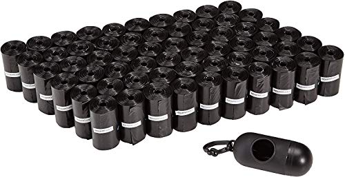 Amazon Basics - Bolsas para excrementos de perro con dispensador y clip para correa (900 bolsas)