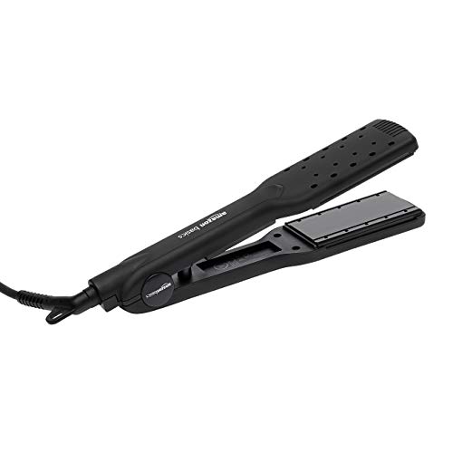 Amazon Basics - Plancha de pelo de cerámica y PTC, húmeda a seca, placa de 3,8 cm, color negro