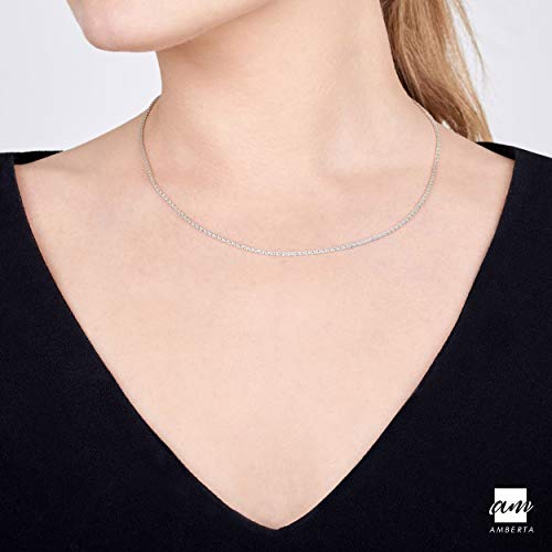 Amberta® Joyería - Collar - Fina Plata De Ley 925 - Cadena de Espiga - 1.3 mm - 40 45 50 55 60 cm (50cm)