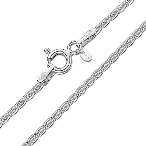 Amberta® Joyería - Collar - Fina Plata De Ley 925 - Cadena de Espiga - 1.3 mm - 40 45 50 55 60 cm (50cm)