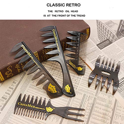 Amelar Professional 5PCS Styling Peine para hombres Conjunto de peines multifuncionales Peine de pelo masculino de plástico premium