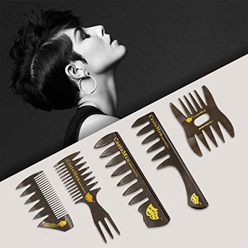 Amelar Professional 5PCS Styling Peine para hombres Conjunto de peines multifuncionales Peine de pelo masculino de plástico premium