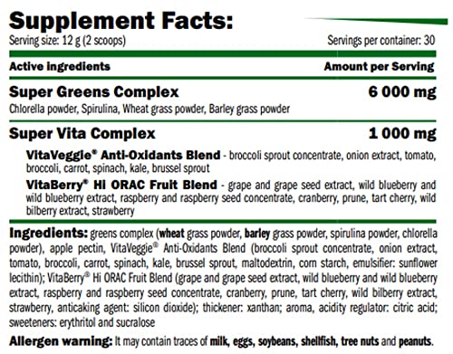 AMIX GreenDay Super Greens Complemento Alimenticio Frutas y Vegetales, 360 g