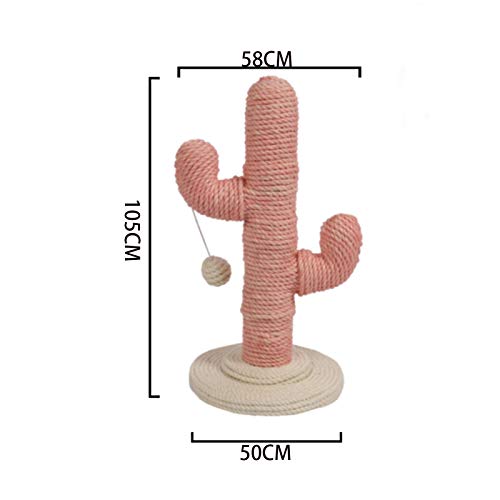 ANANAN Marco De Escalada para Gatos, Marco De Escalada para Gatos Cactus, Columna De Escalada para Gatos, Tabla para Raspar De Sisal, Plataforma para Saltar De Madera Maciza para Gatos,Rosado,105CM