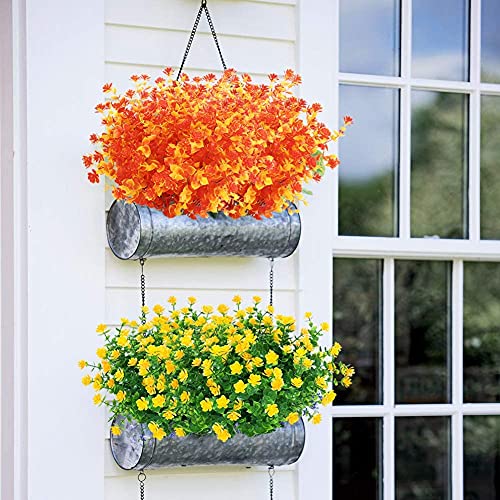 Ancokig Flores Artificiales Resistentes UV Plantas para Colgar en Interiores Exteriores, decoración para el hogar, jardín Decoraciones (Naranja otoñal)