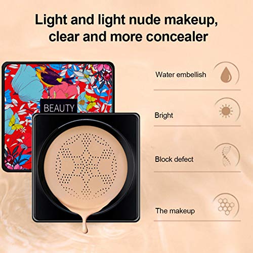 aniceday Mushroom Head Air Cushion CC Cream Natural Base Líquida Maquillaje Moisturizing Makeup Primer Concealer BB Cream para Rostro, Ligero Y Suave Más Natural