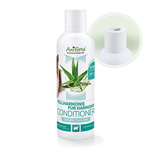 AniForte Acondicionador Fellharmonie Sensitiv para Perros 200ml - Natural para Perros, para Pelo Largo y Corto, Cuidado y protección con Aloe Vera, sin Esterilla, sin tintes y sin Perfume