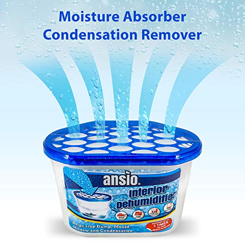 ANSIO Deshumidificador Interior, removedor de condensación, Absorbente de Humedad Moho, Humedad en el hogar, Cocina, Armario, Dormitorio, Caravana, Oficina, Garaje, sótano 500 ml, Paquete de 5