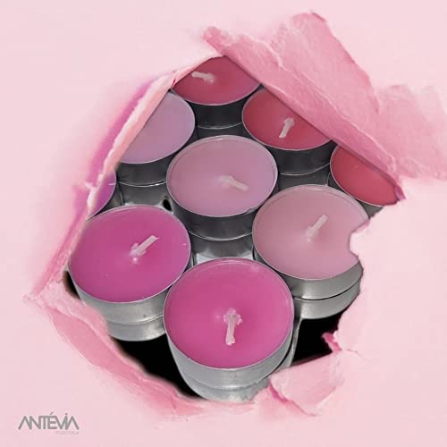 ANTEVIA - Lote de 15 velas aromáticas con aroma a rosa, más de 10 modos, color: rosa (Virtua Rose)