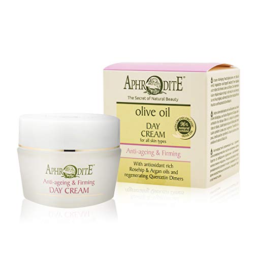 APHRODITE Crema de día para el cuidado facial antiedad y reafirmante - Rostro hidratante con aceite de oliva y aceite de argán contra los signos del envejecimiento - Crema facial antiarrugas (50 ml)