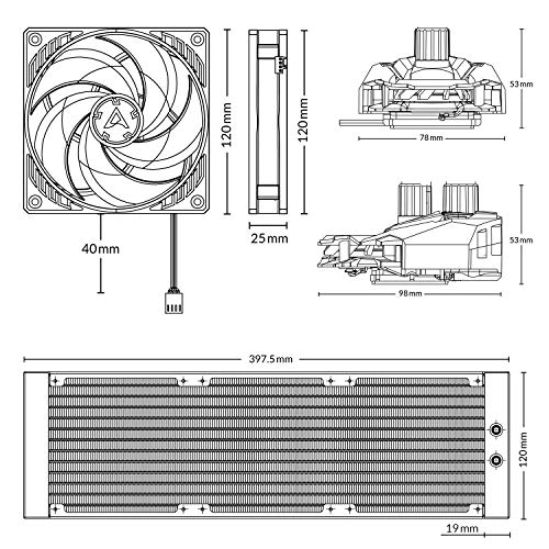 ARCTIC Liquid Freezer II 360 - Refrigerador de Agua AIO de CPU Multi-Compatible, con Intel y AMD, Bomba controlada por PWM, Velocidad del Ventilador: 200-1800 RPM (controlada vía PWM) - Negro