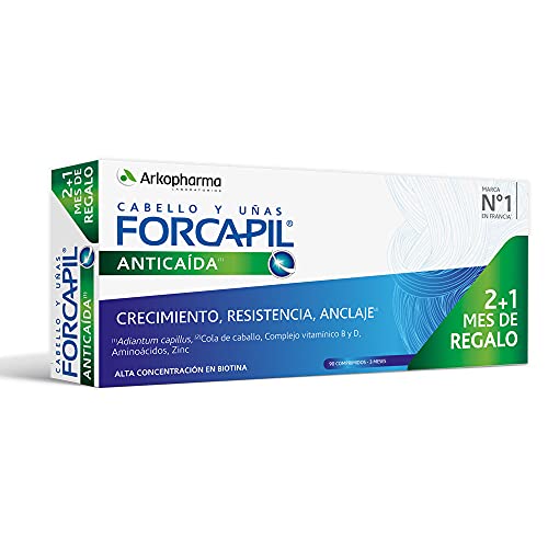 Arkopharma Forcapil Anticaída Pack Tratamiento 3 Meses, Ayuda a Reducir Caída del Cabello, Crecimiento, Resistencia y Anclaje, Alta Concentración en Biotina, Complemento Alimenticio