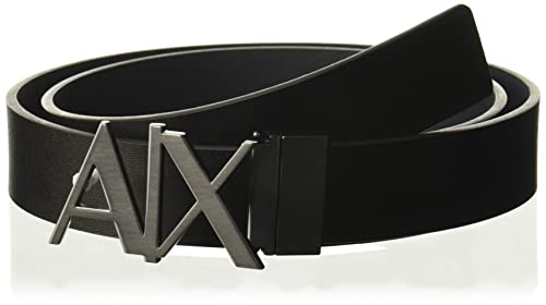 Armani Exchange Everyday Logo Belt Cinturón, Negro (Black/Phantom-Black/Phantom 43120), 95 (Talla del Fabricante: 30) para Hombre