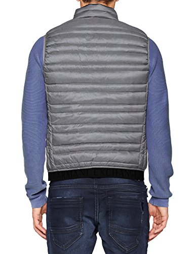 Armani Exchange Puffer Jacket Gilet Chaleco, Gris (Htr Grey/Navy 0902), Medium para Hombre