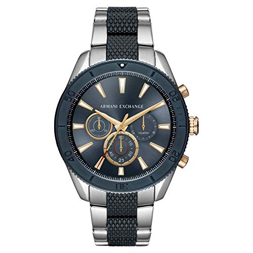 Armani Exchange Reloj para hombre de acero inoxidable en tono plateado con cronógrafo, AX1815