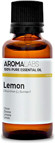 Aroma Labs - Aceite Esencial de Limón - Certificado Orgánico Ecocert - 100% Puro, Natural, Integral - Quimiotipo y Composición Bioquímica Garantizados - Eco-Embalaje en Francia - 30ml