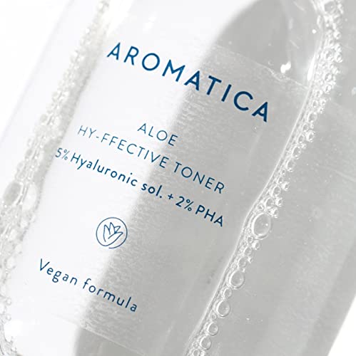 Aromatica - Tónico de aloe hi-fective (200 ml, 5% ácido hialurónico y 2% PHA, K-Beauty)