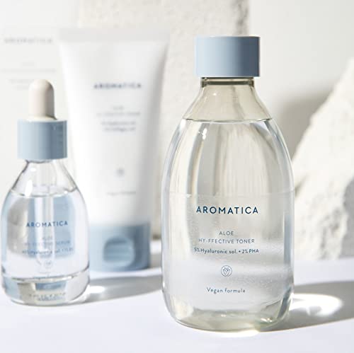 Aromatica - Tónico de aloe hi-fective (200 ml, 5% ácido hialurónico y 2% PHA, K-Beauty)