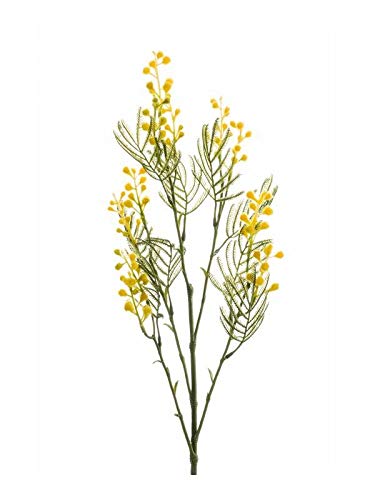 artplants.de Rama de Mimosa sintética Marfil, Amarillo, 65cm - Acacia Mimosa Artificial - Ramita de Mimosa de plástico