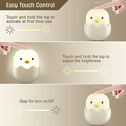 ASENTER Luz Nocturna Bebé Niños Luz Táctil LED Silicona Chick Recargable - Regalo para Bebé