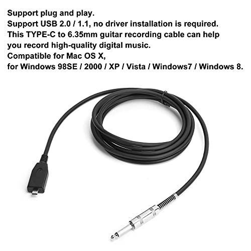 ASHATA Cable de Audio USB-C a 6.35 mm, Cable de grabación de Guitarra Tipo C Macho a 6.35 mm, para amplificadores, Cine en casa, Consola de Mezclas(9,8 pies)