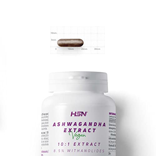 Ashwagandha Extracto 10:1 de HSN | 12000mg de Raíz de Withania somnifera por Dosis Diaria 102mg de Withanolides | Adaptógeno Natural | No-GMO, Vegano, Sin Gluten ni Lactosa | 120 Veg Caps